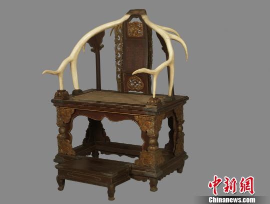 清皇太极御用鹿角椅。　沈阳故宫供图　摄