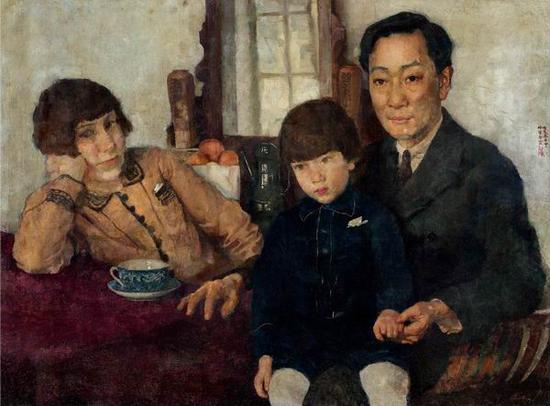 徐悲鸿，《杨仲子全家福》，布面油彩，59.5×79.5厘米，1928年，龙美术馆