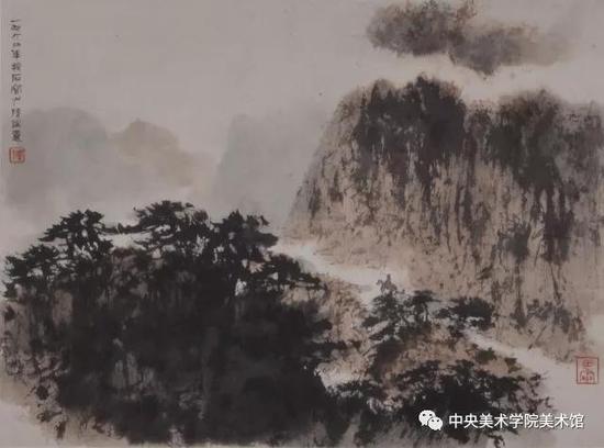 傅抱石  风景  纸本设色  34.5×46cm  1962  中央美院美术馆藏