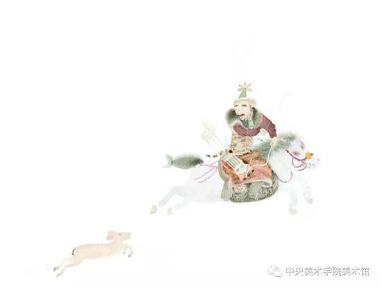 王玉平 《狩猎图(局部)》 纸本水彩 31x41cm 2015