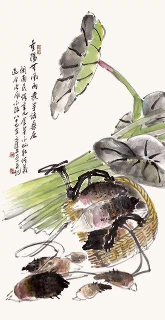 重阳无风雨 煮芋话桑麻 118×33cm 2016年