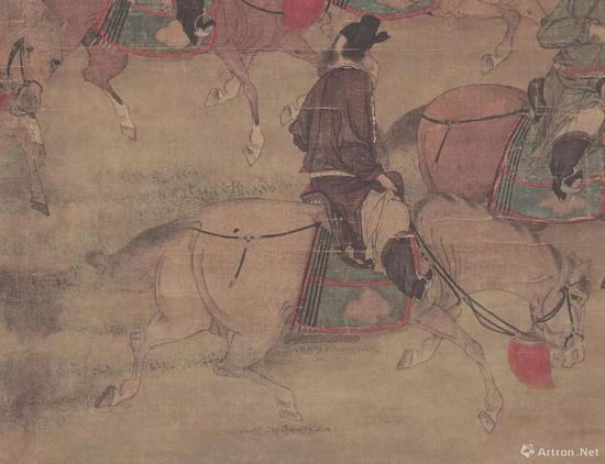 《八达游春图》局部,此处马尾应为后世补笔