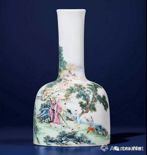 清雍正/乾隆 珐琅彩宋人诗意图摇铃尊（双陆尊）高18cm 成交价：17，250，000 RMB