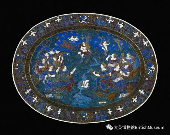 鎏金铜胎画珐琅盘,法国里蒙,约1600年