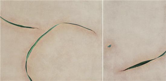 《风草逗碟图》100x80cm+60x80cm 布面丙烯 2017