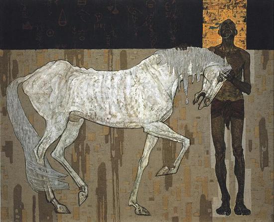 王怀庆《伯乐》油彩画布，154.5×200cm，