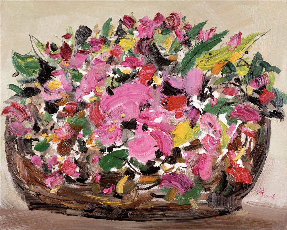 花与花 2008年 吴冠中 60×76厘米 油画 中国美术馆藏