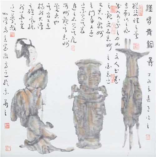 《汉宫青铜图》69×69cm