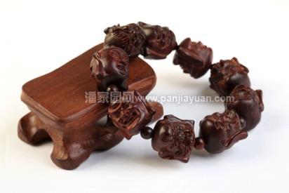 南工手工精雕 小叶紫檀手串 十八罗汉