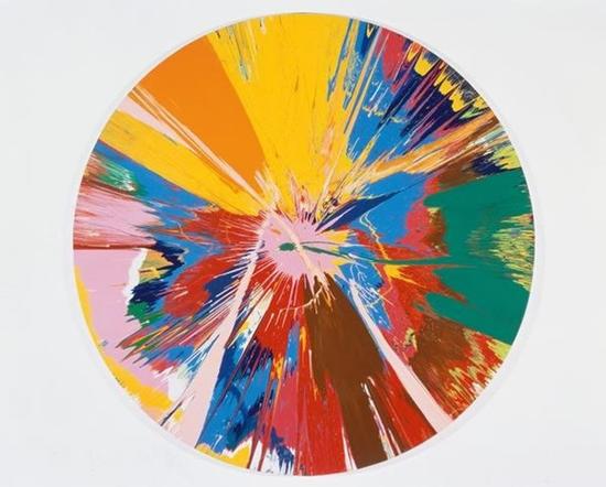 达米恩•赫斯特, Beautiful, shattering, slashing, violent, pinky, hacking, sphincter painting ,1995