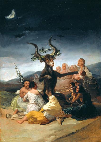 《女巫安息日》1797-1798,布面油画,44cm*31cm,马德里,拉查罗.加迪亚诺美术馆