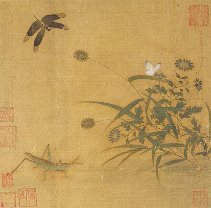 写生草虫图页 宋,绢本