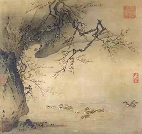 梅石溪凫图页 宋,马远 绘,绢本
