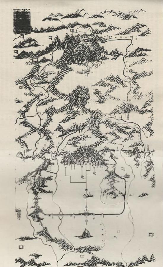 清东陵风水形势图。出处《风水理论研究》(天津大学出版社),王其亨主编。