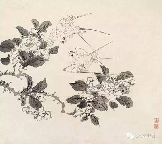 清 陈书 （款） 花鸟