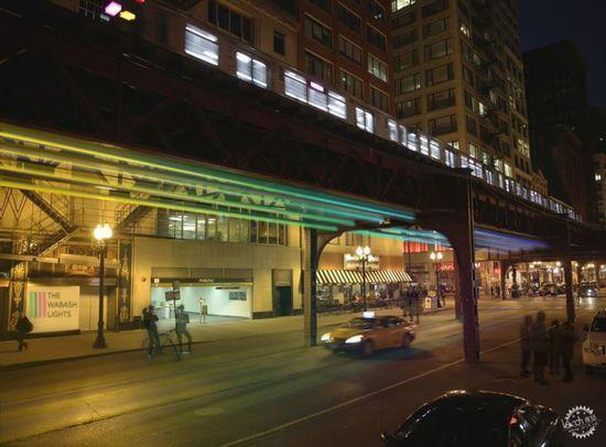 装置艺术：沃巴什灯 繁华的芝加哥