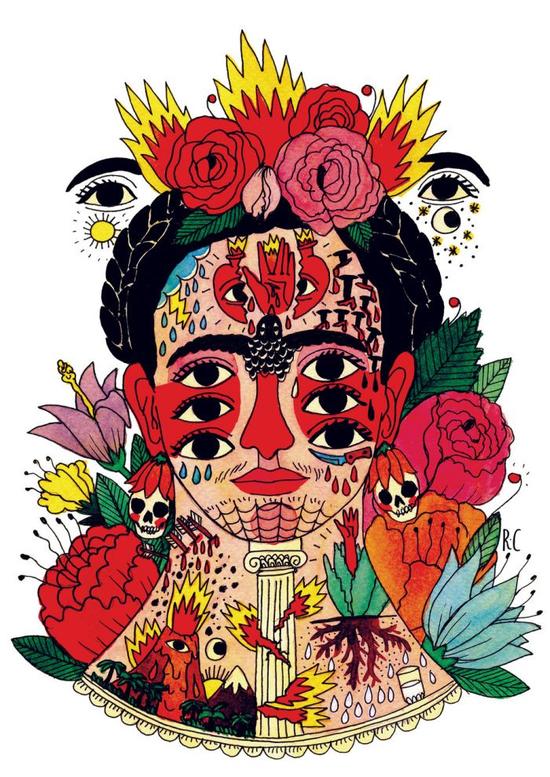 里卡多·卡瓦罗作品《弗里达》(2014),水彩和墨水画