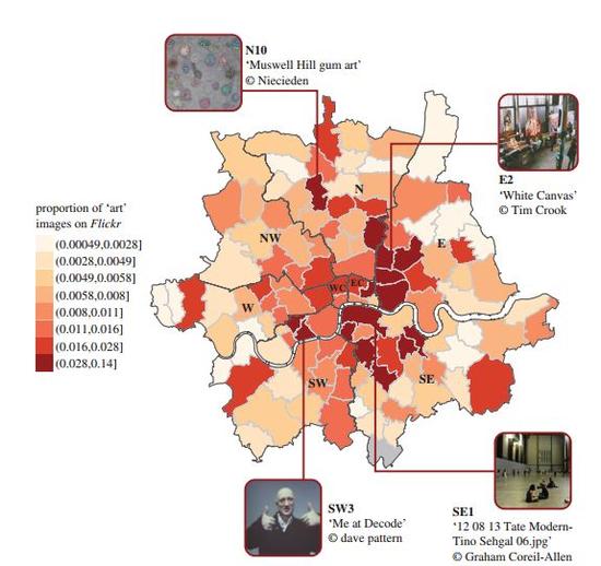 《城市住宅区艺术与物产价格之间的关联量化》报告中的数字显示出2004-2013年期间Flickr网友上传的带有“艺术“字样的照片数量。