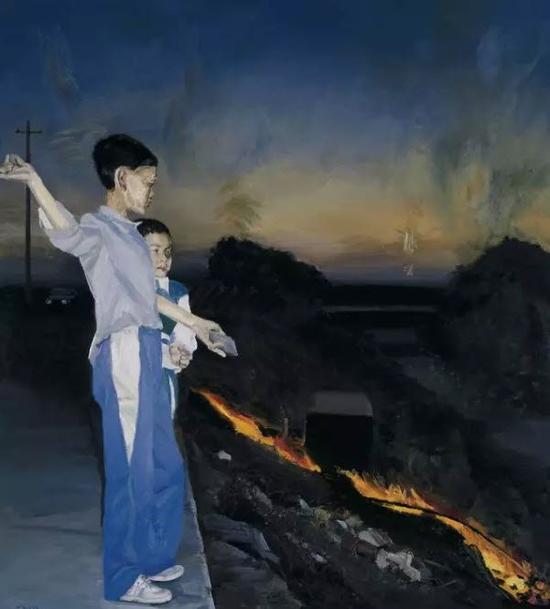 刘小东《烧野火》  布面油画　952万元人民币　购于：2010年6月，保利