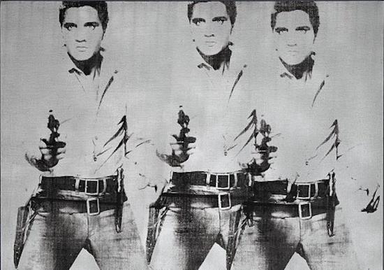 这幅安迪·沃霍尔的《猫王三重影 [费鲁斯画廊版]》（Triple Elvis [Ferus Type]， 1963）与旧金山现代艺术博物馆（San Francisco Museum of Modern Art）来自同一系列，成交价8190万美元（约合人民币5亿3747万元），估价7000万美元（约合人民币4亿5938万元） 图片：Courtesy of Christie's.

　　这 幅安迪·沃霍尔的《猫王三重影 [费鲁斯画廊版]》（Triple Elvis [Ferus Type]， 1963）与旧金山现代艺术博物馆（San Francisco Museum of Modern Art）来自同一系列，成交价8190万美元（约合人民币5亿3747万元），估价7000万美元（约合人民币4亿5938万元　　图片：Courtesy of Christie‘s。