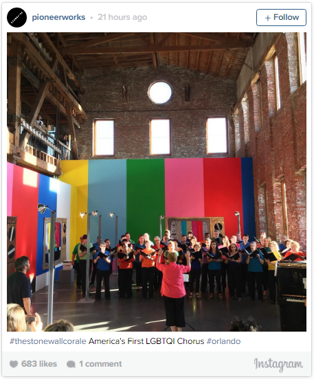 Instagram: #thestonewallcorale 美国第一个LGBTQI合唱团。 #orlando 图片：via Instagram @pioneerworks