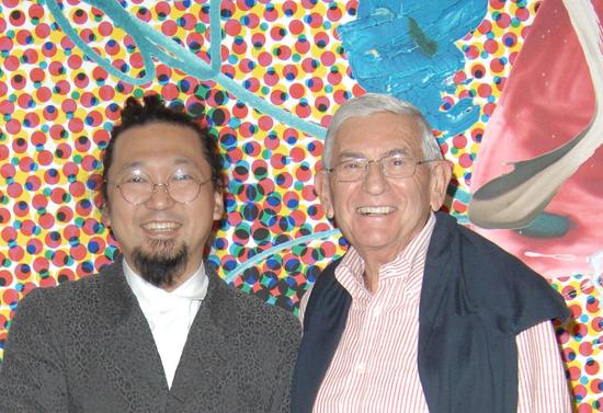 日本艺术家村上隆（Takashi Murakami）和收藏家伊莱·布罗德（Eli Broad）。图片：Photo: DAVID CROTTY/patrickmcmullan.com