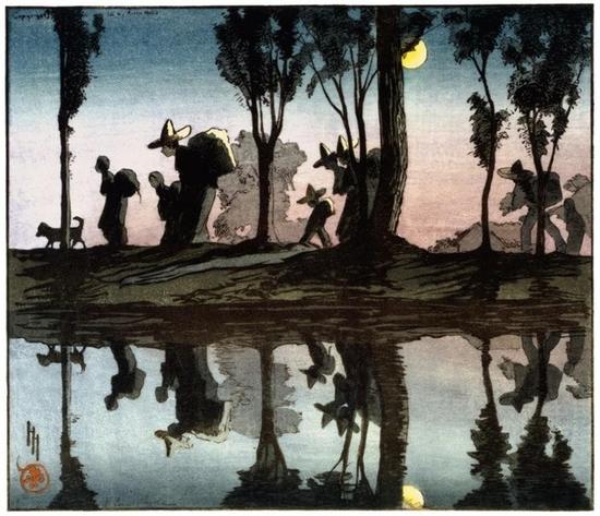 ‘Moonlight on the Viga Canal’ - a color woodcut made by Hyde in 1912