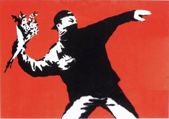 Banksy，Love is in the Air Unsigned（2005）  图片/Courtesy of artnet