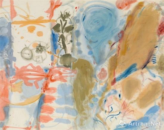 海 伦·弗兰肯萨勒，《西方的梦》（Western Dream ，1957）。图片：纽约海伦·弗兰肯萨勒基金会。© 2016 Helen Frankenthaler Foundation/Artists Rights Society （ARS）， New York。摄影：Rob McKeever， courtesy of Gagosian Gallery