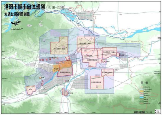 洛阳大遗址保护规划图所标示出的五大都城位置
