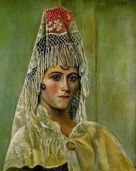 毕加索所作《戴头纱的奥尔嘉》，图片来自网络