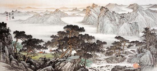 国画大师林德坤山水画作品《山河颂》(作品来源:易从网)