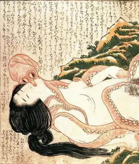 
The Dream of the Fisherman's Wife，Hokusai ，1814，pa