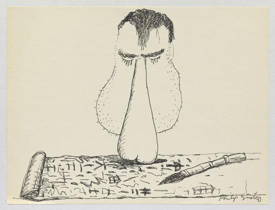 Philip Guston，《无题》（Untitled），1971，纸上水墨。

　　图片：? The Estate of Philip Guston， Courtesy Hauser & Wirth