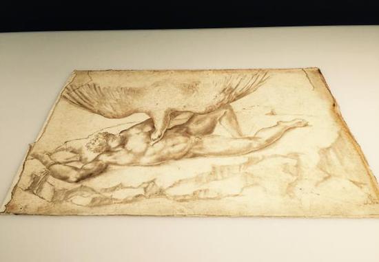 米开朗基罗，《戴提俄斯》，为卡瓦列力所做的素描