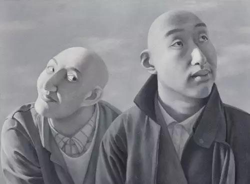 方力钧 《系列一之五》 81×100cm 布面油画 1990-1991 以1840万元成交于2016北京保利秋拍。图片源自网络