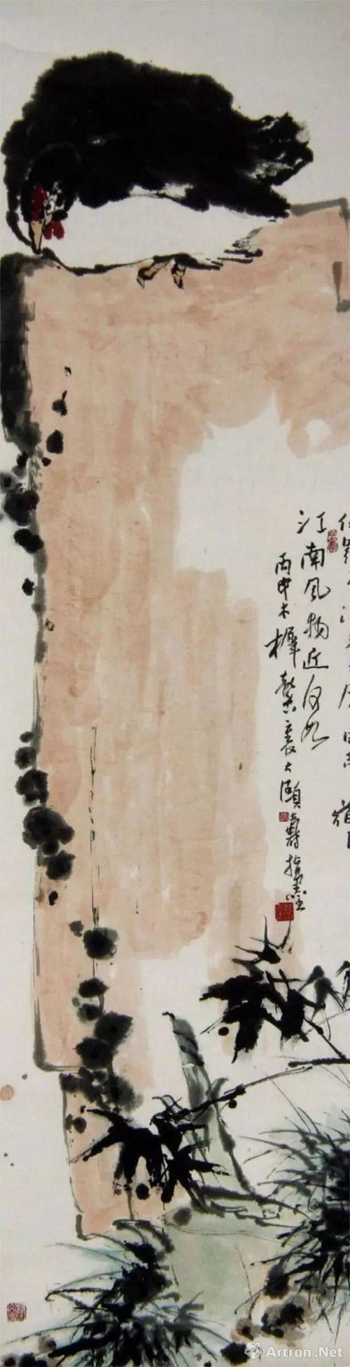 潘天寿 鸡石图 成交额:1536万元 拍卖时间:2010.4 拍卖公司:香港苏富比