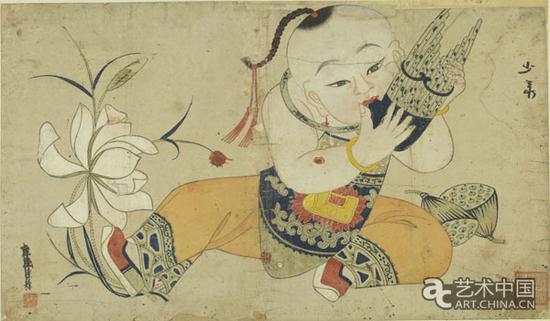 连生贵子 清康熙 30.5×50cm 中国美术馆藏