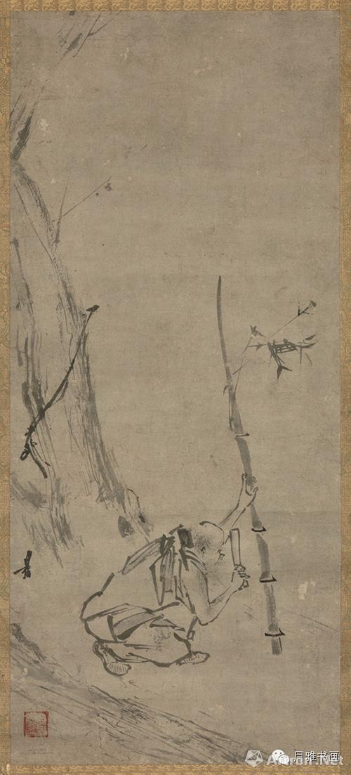 南宋 梁楷 六祖斫竹图 纸本墨笔 73×31.8cm 日本东京国立博物馆藏