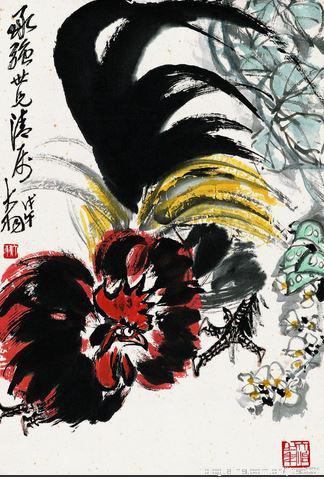 2001秋拍嘉德陈大羽《大吉图》，68×46cm，成交于1.31万元