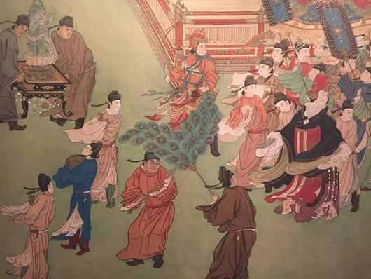 中国国家博物馆藏唐代《武后行从图》摹本局部(赵囡囡摄影)