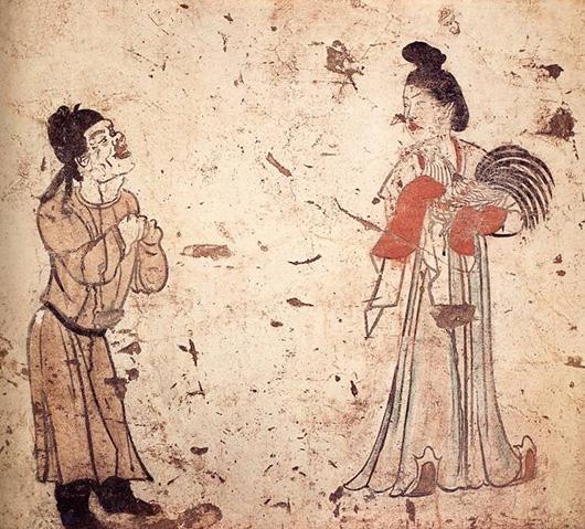 陕西历史博物馆藏唐代壁画中的鸡宝宝形象(《章怀太子墓壁画》)