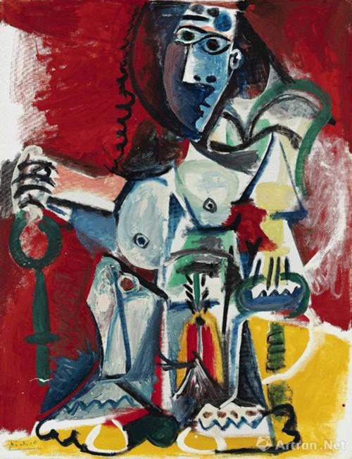 巴布罗·毕加索 （Pablo Picasso） 《裸女坐像》 油彩画布