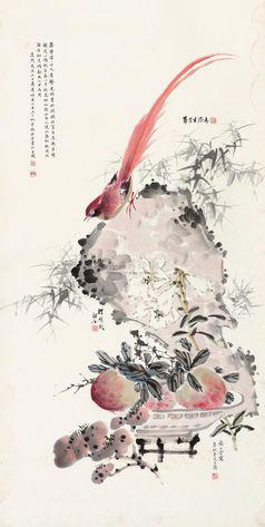 2011春拍保利程砚秋尚小云荀慧生梅兰芳《献寿图》，135×67cm，成交于115万元