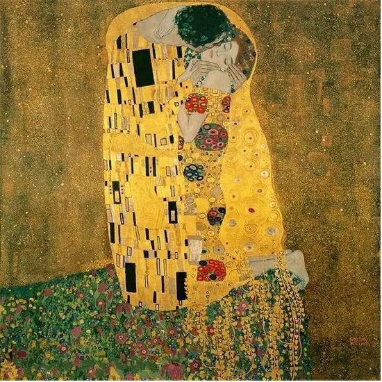 《吻》， 克里姆特，1907-1908年。