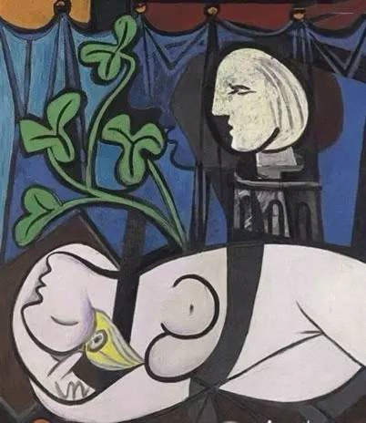 《裸体、绿叶和半身像》，毕加索，1932年。图片来源于网络