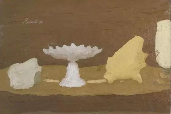 ▲莫兰迪《静物》，布面油画，54×64cm，1931年