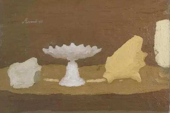 ▲莫兰迪《静物》,布面油画,54×64cm,1931年