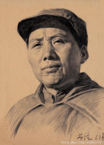 2009秋拍北京保利靳尚谊素描《毛泽东》37×27cm，成交于39.2万元