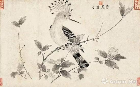 宋徽宗赵佶《写生珍禽图卷》第四段:蕣花笑日